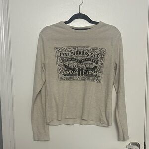 Levi's Beige Long Sleeve Graphic Top